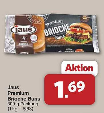 Jaus Premium Brioche Buns 300-g-Packung (1 kg = 5.63)
