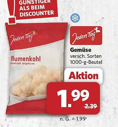 Jeden Tag Gemüse versch. Sorten 1000-g-Beutel