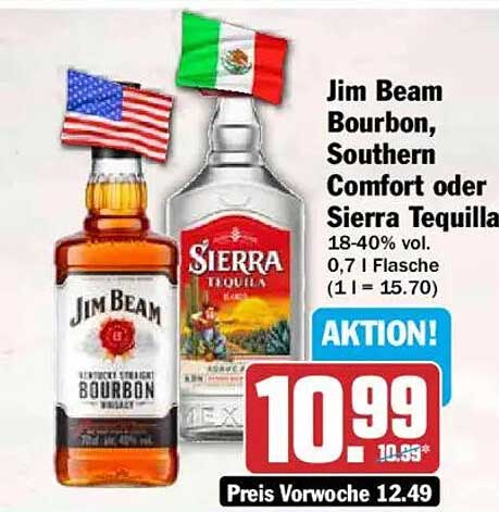 Jim Beam Bourbon, Southern Comfort oder Sierra Tequilla