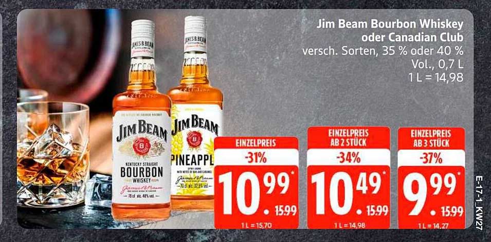 Jim Beam Bourbon Whiskey oder Canadian Club