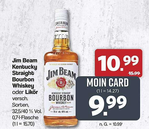 Jim Beam Kentucky Straight Bourbon Whiskey oder Likör versch. Sorten, 32,5/40 % Vol. 0,7l-Flasche