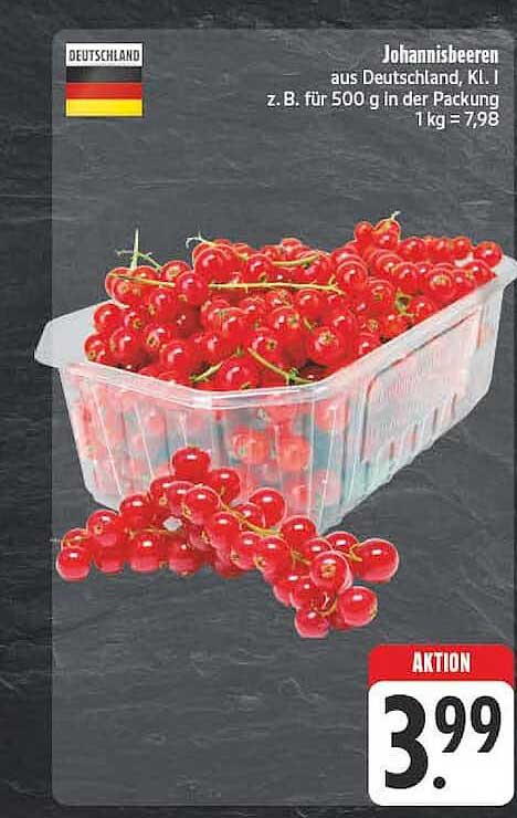 Johannisbeeren aus Deutschland, Kl. I z.B. für 500 g in der Packung 1 kg = 7,98