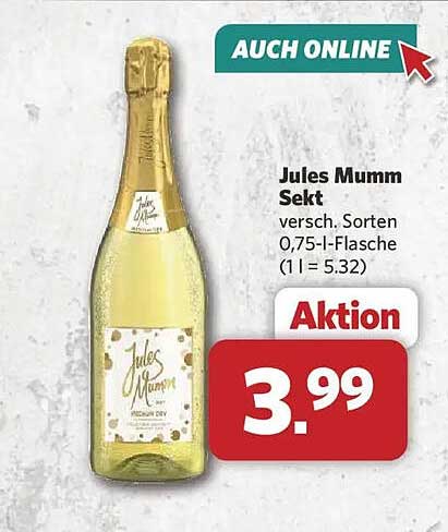 Jules Mumm Sekt versch. Sorten 0,75-l-Flasche (1 l = 5.32)