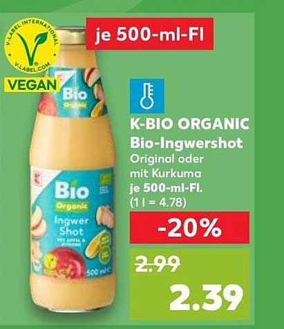 K-BIO ORGANIC Bio-Ingwershot Original oder mit Kurkuma je 500-ml-Fl.