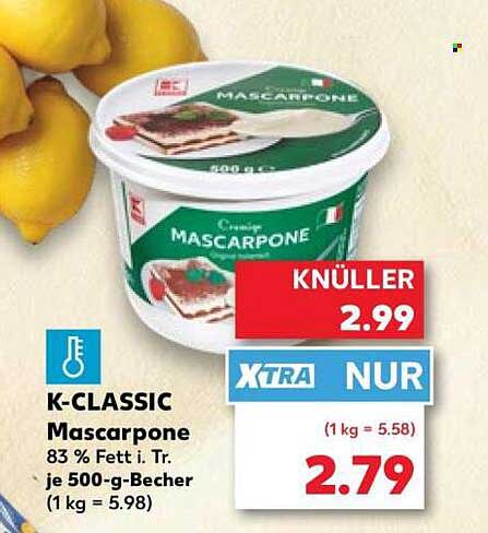 K-CLASSIC Mascarpone 83 % Fett i. Tr. je 500-g-Becher
