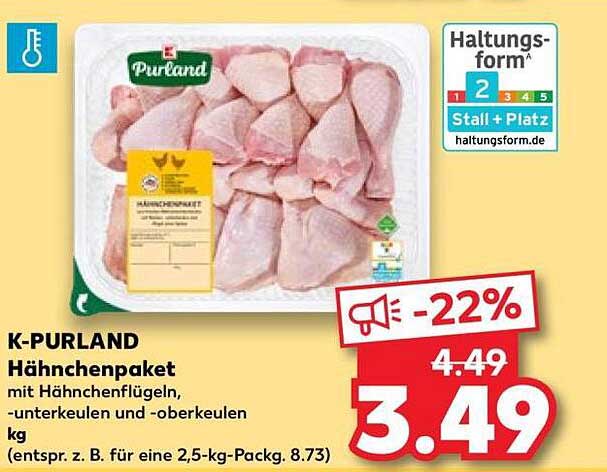 K-PURLAND Hähnchenpaket mit Hähnchenflügeln, -unterkeulen und -oberkeulen kg