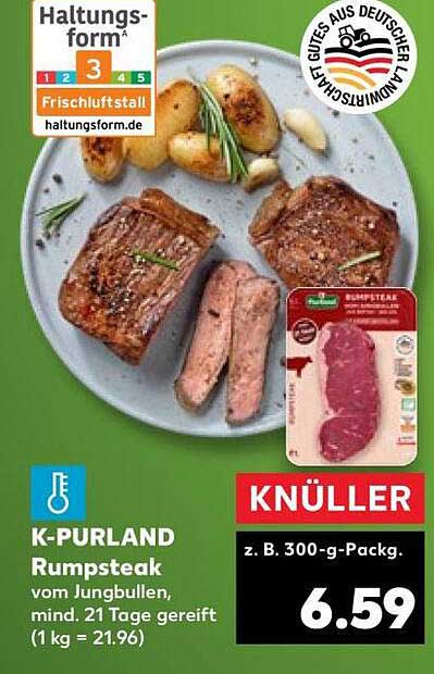 K-PURLAND Rumpsteak vom Jungbullen, mind. 21 Tage gereift (1 kg = 21.96)