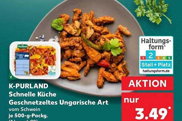 K-PURLAND Schnelle Küche Geschnetzeltes Ungarische Art vom Schwein je 500-g-Packg.