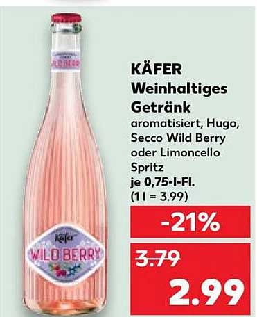 KÄFER Weinhaltiges Getränk aromatisiert, Hugo, Secco Wild Berry oder Limoncello Spritz je 0,75-l-Fl. (1 l = 3.99)