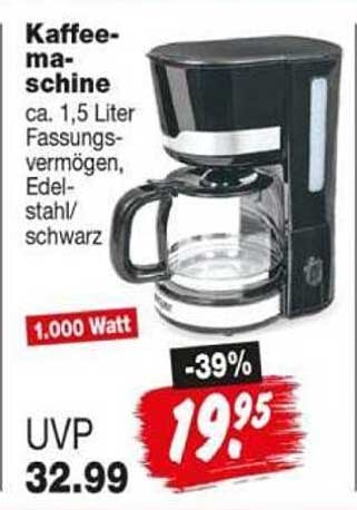 Kaffee-maschine ca. 1,5 Liter Fassungsvermögen, Edelstahl/schwarz