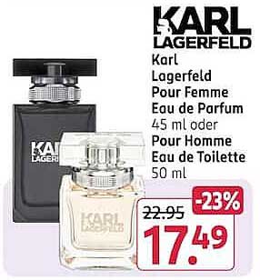Karl Lagerfeld Pour Femme Eau de Parfum 45 ml oder Pour Homme Eau de Toilette 50 ml