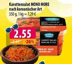 Karottensalat MONO MORE nach koreanischer Art 350 g, 1 kg = 7,29 €
