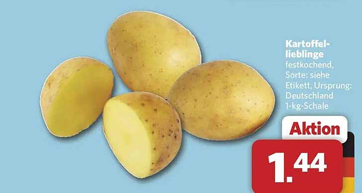 Kartoffel-lieblinge festkochend, Sorte: siehe Etikett, Ursprung: Deutschland 1-kg-Schale