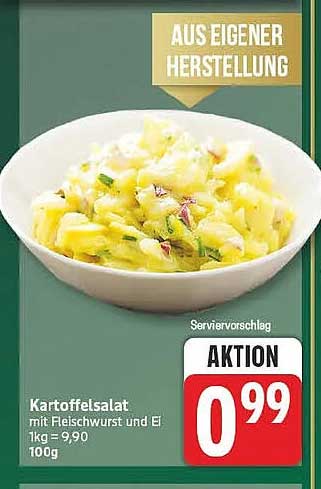 Kartoffelsalat mit Fleischwurst und Ei 1kg = 9,90 100g