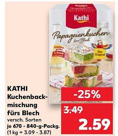 KATHI Kuchenbackmischung fürs Blech versch. Sorten je 670 - 840-g-Packg. (1 kg = 3.09 - 3.87)