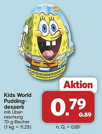 Kids World Pudding-dessert mit Überraschung 70-g-Becher (1 kg = 11.29)