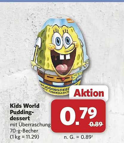 Kids World Puddings- dessert mit Überraschung 70-g-Becher (1 kg = 11.29)