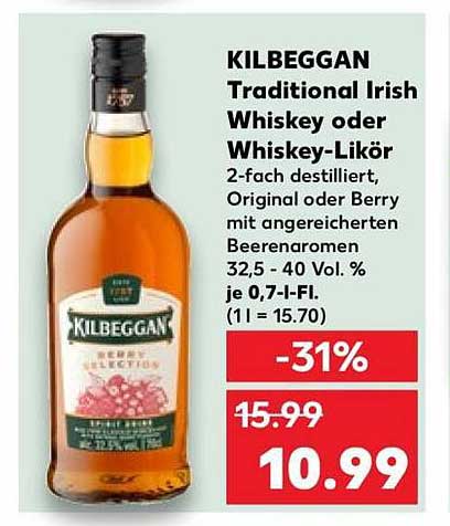 KILBEGGAN Traditional Irish Whiskey oder Whiskey-Likör