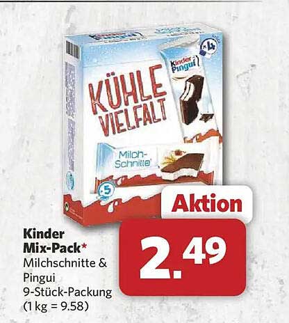 Kinder Mix-Pack* Milch schnitte & Pingui 9-Stück-Packung (1 kg = 9.58)