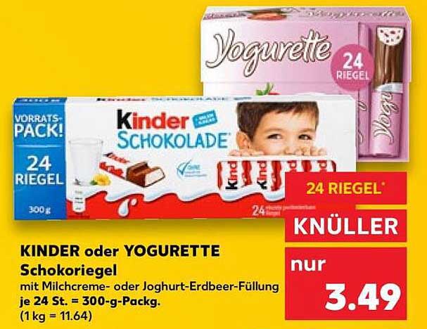 KINDER oder YOGURETTE Schokoriegel