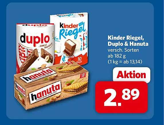 Kinder Riegel, Duplo & Hanuta