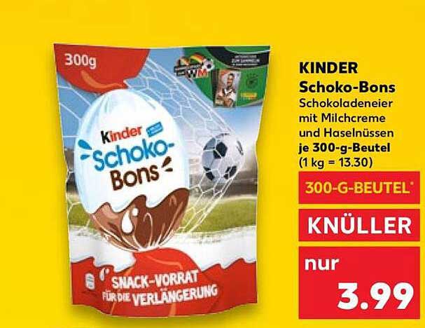 KINDER Schoko-Bons Schokoladeneier mit Milchcreme und Haselnüssen je 300-g-Beutel