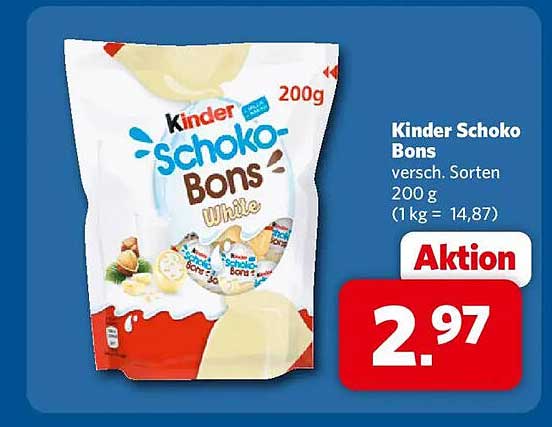 Kinder Schoko Bons versch. Sorten 200 g (1 kg = 14,87)