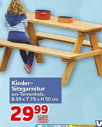 Kinder-Sitzgarnitur aus Tannenholz, B 89 x T 79 x H 50 cm