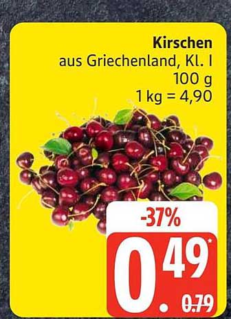 Kirschen aus Griechenland, Kl. I 100 g 1 kg = 4,90