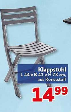 Klappstuhl L 44 x B 41 x H 78 cm, aus Kunststoff
