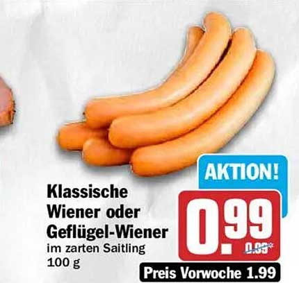 Klassische Wiener oder Geflügel-Wiener im zarten Saitling 100 g