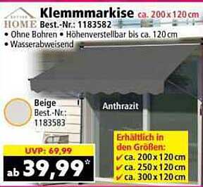 Klemmmarkise ca. 200x120 cm