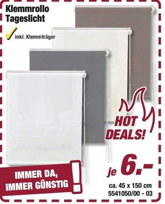 Klemmrollo Tageslicht inkl. Klemmträger
