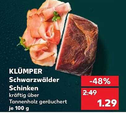 KLÜMPER Schwarzwälder Schinken kräftig über Tannenholz geräuchert je 100 g