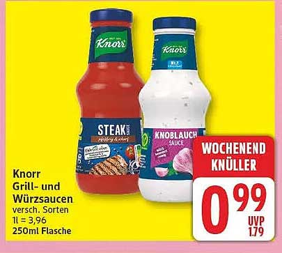 Knorr Grill- und Würzsaucen versch. Sorten 1l = 3,96 250ml Flasche