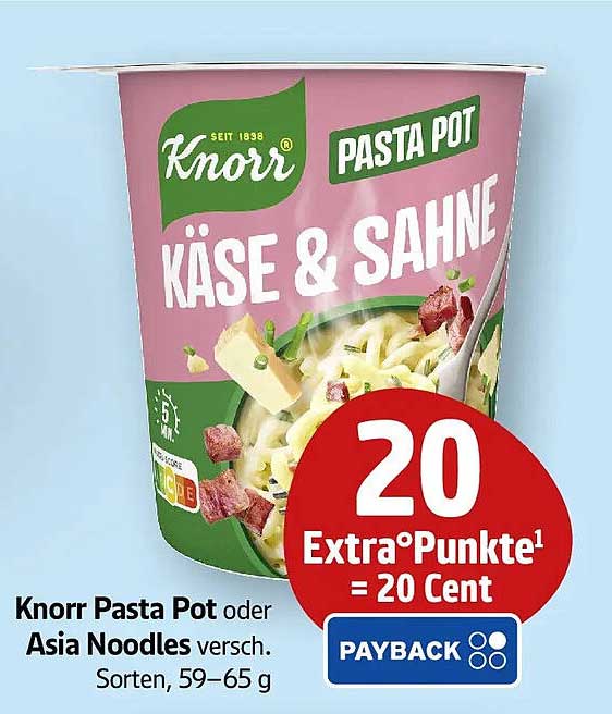 Knorr Pasta Pot oder Asia Noodles versch. Sorten, 59–65 g