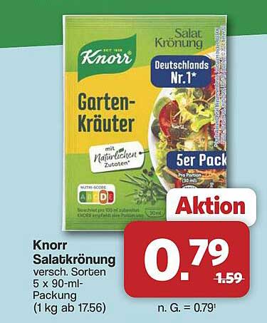 Knorr Salatkrönung versch. Sorten 5 x 90-ml-Packung (1 kg ab 17.56)