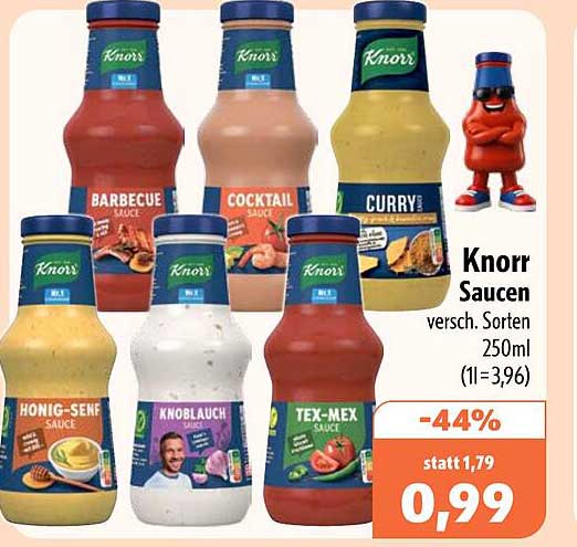 Knorr Saucen versch. Sorten 250ml (1l=3,96)