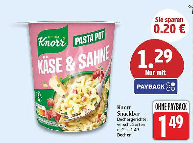 Knorr Snack-bar Bechergerichte, versch. Sorten n.G. = 1,49 Becher