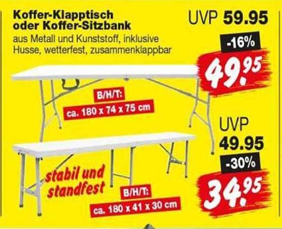 Koffer-Klapptisch oder Koffer-Sitzbank