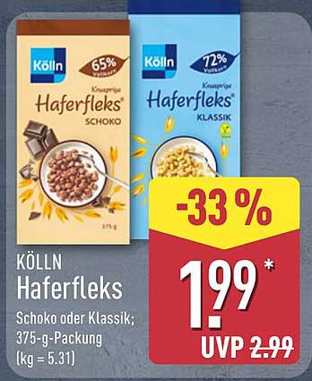 Kölln Haferfleks Schoko oder Klassik; 375-g-Packung