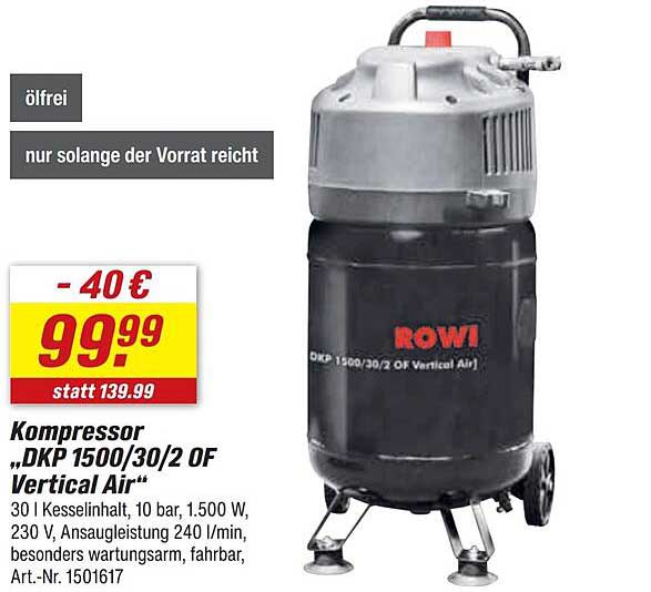 Kompressor „DKP 1500/30/2 OF Vertical Air“