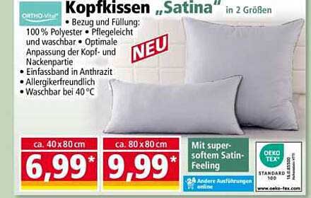 Kopfkissen „Satina“ in 2 Größen