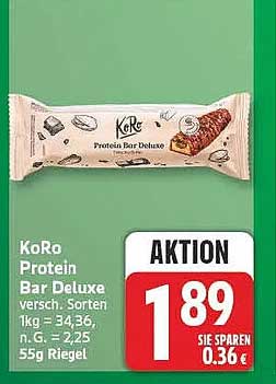 KoRo Protein Bar Deluxe versch. Sorten 55g Riegel