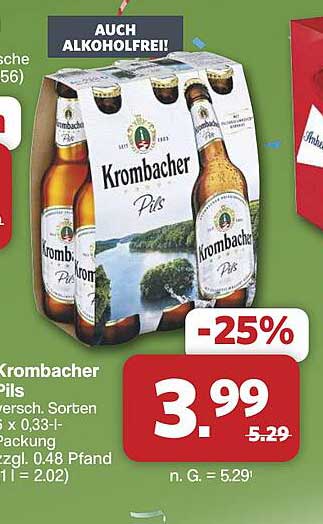 Krombacher Pils versch. Sorten 6 x 0,33-l-Packung zzgl. 0.48 Pfand