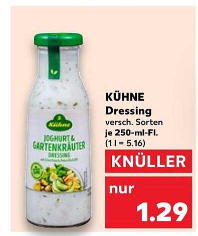 KÜHNE Dressing versch. Sorten je 250-ml-Fl. (1 l = 5.16)