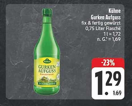 Kühne Gurken Aufguss fix & fertig gewürzt 0,75 Liter Flasche