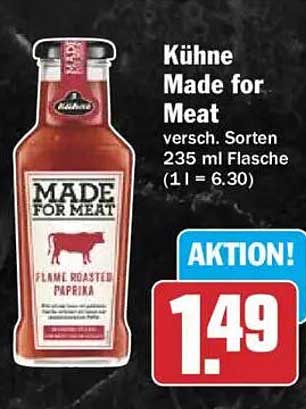 Kühne Made for Meat versch. Sorten 235 ml Flasche (1 l = 6.30)