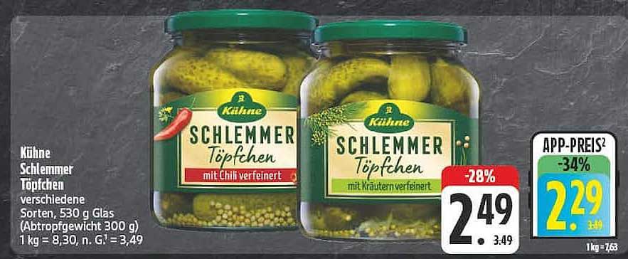 Kühne Schlemmertöpfchen verschiedene Sorten, 530 g Glas (Abtropfgewicht 300 g)