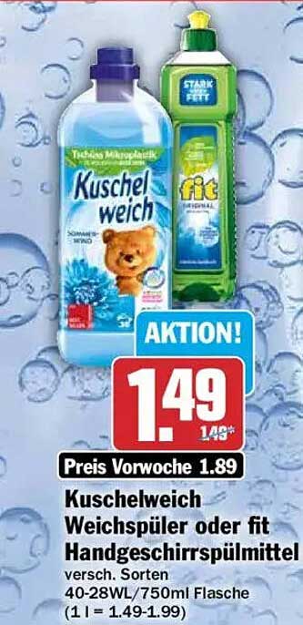 Kuschelweich Weichspüler oder fit Handgeschirrspülmittel